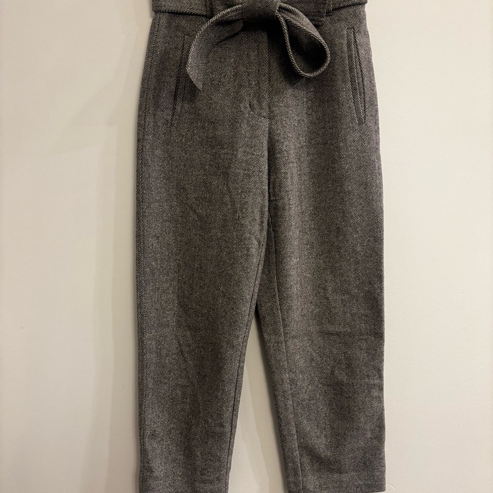 Aritzia Wilfred Jallade Tie Front High Rise Wool Grey Trouser Size: 00